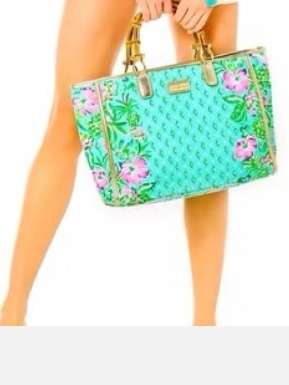 Lilly Pulitzer Greydon Canvas Tote Diamond Girl NEON Pink Accents NWT - Picture 2 of 10